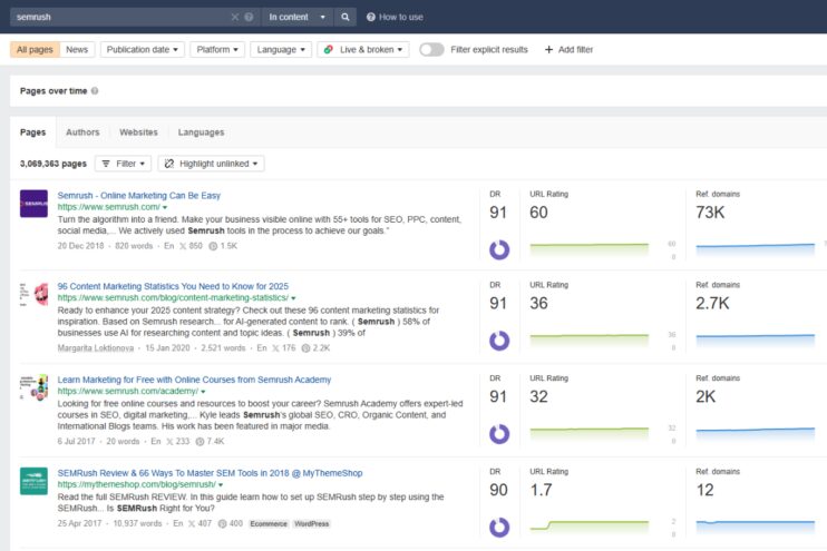 Ahrefs content explorer