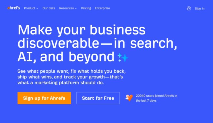 Ahrefs alat, prikaz sajta