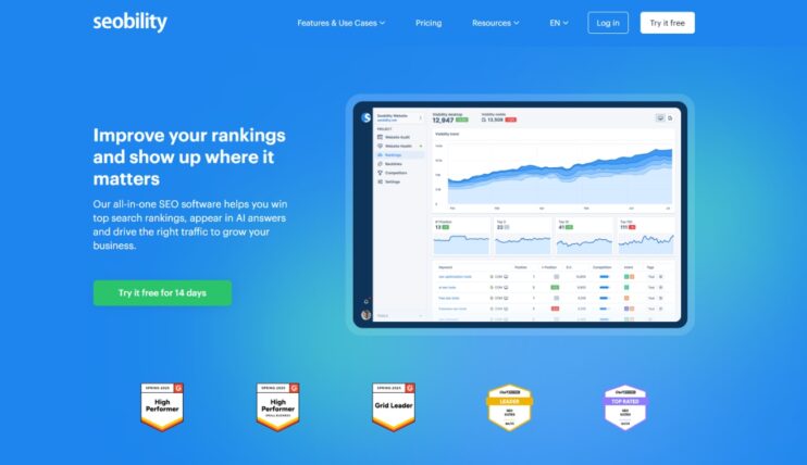 Seobility alat, prikaz sajta