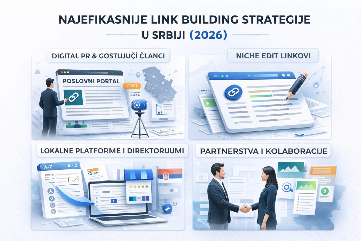 Najefikasnije link building strategije u Srbiji 2026 – Digital PR, niche edit linkovi, lokalne platforme i partnerstva